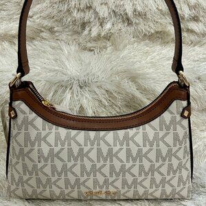 Michael Kors Maeve MD Pouchette (Beige & Brown) NWT